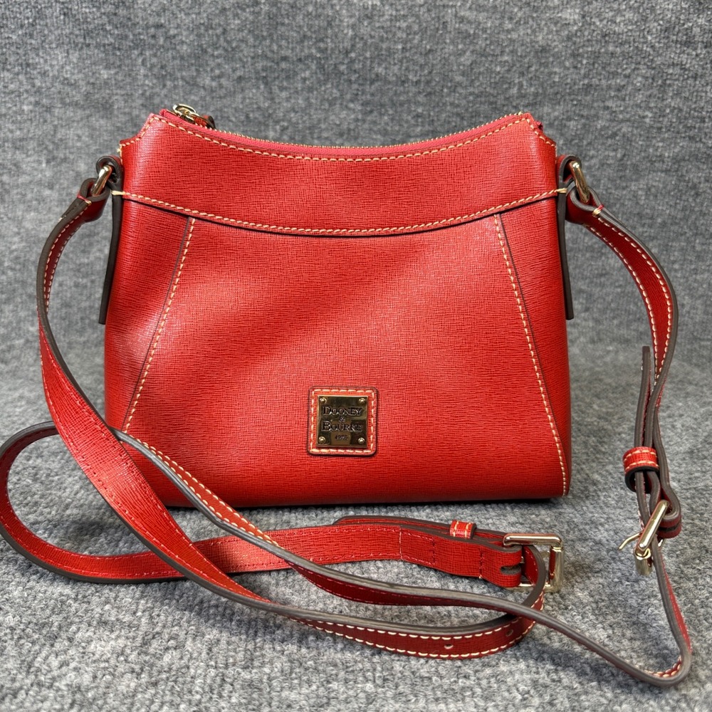 Dooney & Bourke Cassidy Red Saffiano Leather Crossbody Bag Gold Hardware Purse